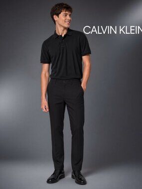 Calvin Klein Modern Flex/ Stretch Slim Men's Black Trouser 34W x 30L -(Preowned)